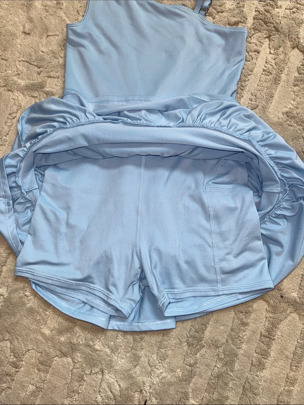 abercrombie kids ypb Light Blue One-Shoulder Ruffle dress w romper under 11/12
